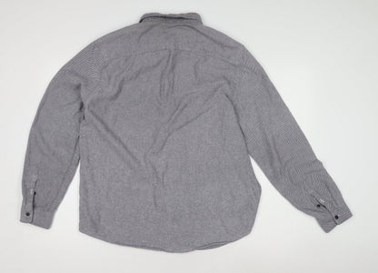 Red Herring Men's Grey Long Sleeve Button-Up Shirt L
