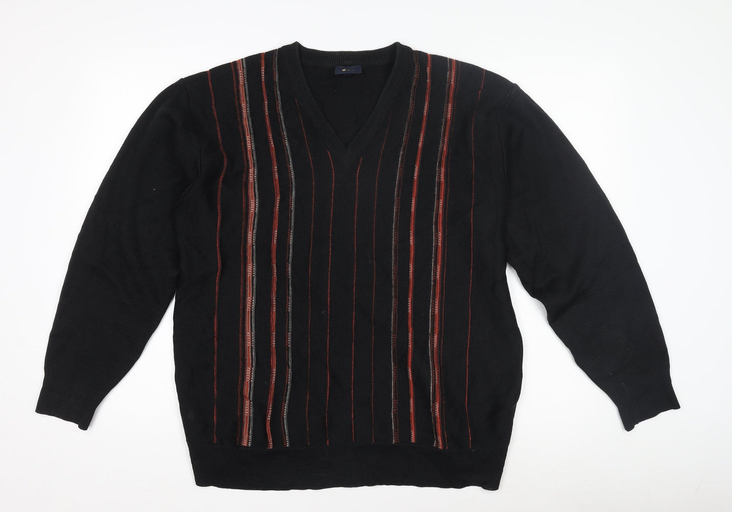 Felici Men's Black Striped Pullover Jumper L