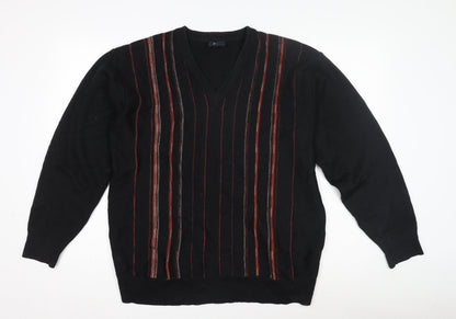 Felici Men's Black Striped Pullover Jumper L