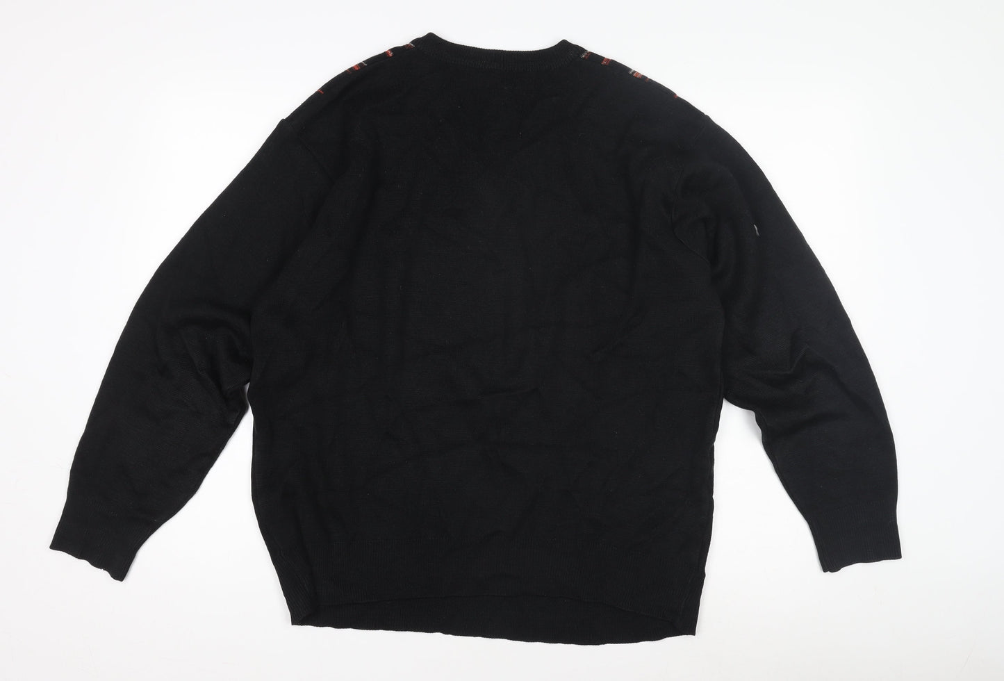 Felici Men's Black Striped Pullover Jumper L