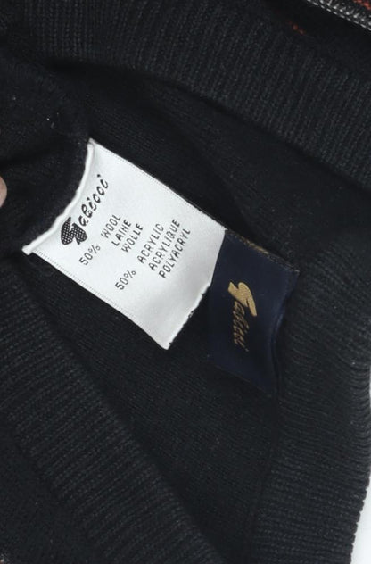 Felici Men's Black Striped Pullover Jumper L