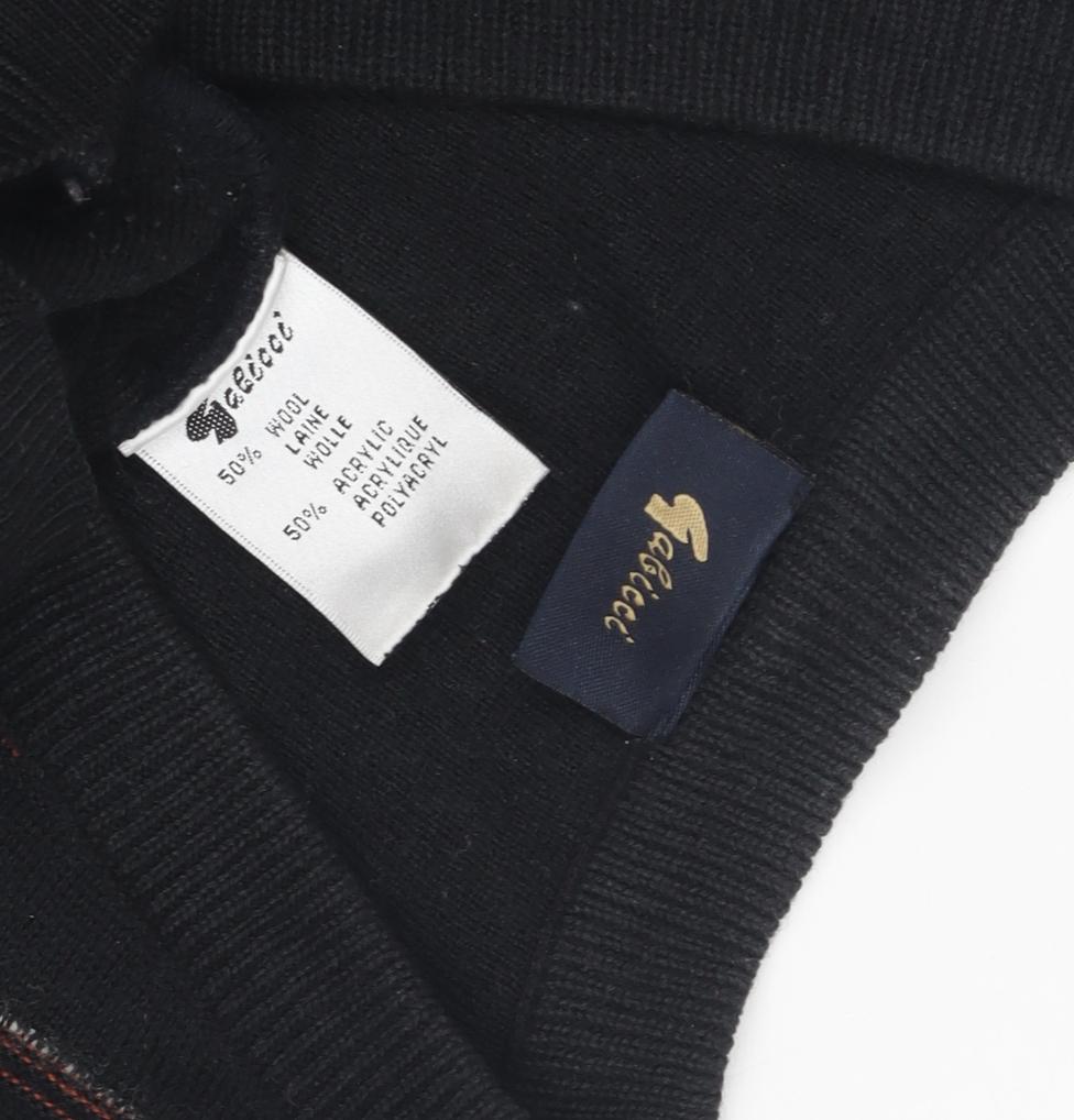 Felici Men's Black Striped Pullover Jumper L