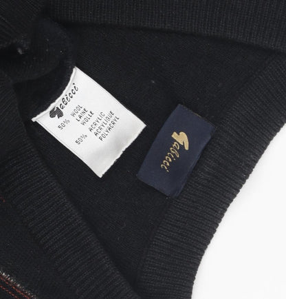 Felici Men's Black Striped Pullover Jumper L