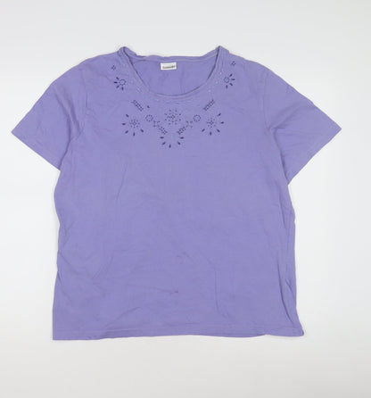 Damart Purple Women’s T-Shirt with Embroidery, M