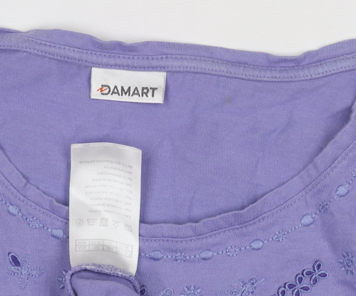 Damart Purple Women’s T-Shirt with Embroidery, M