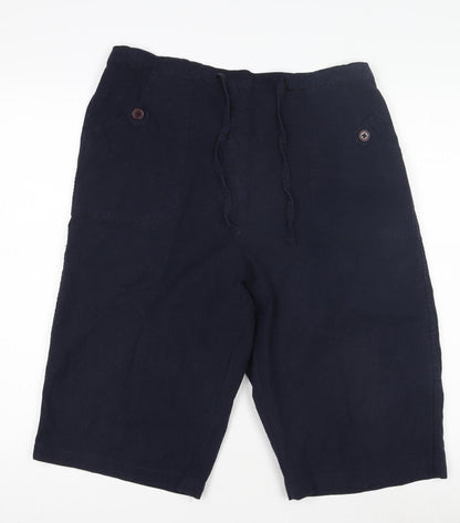 Bonmarché Women's Navy Bermuda Shorts - Size M, 100% Cotton