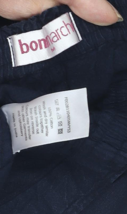 Bonmarché Women's Navy Bermuda Shorts - Size M, 100% Cotton