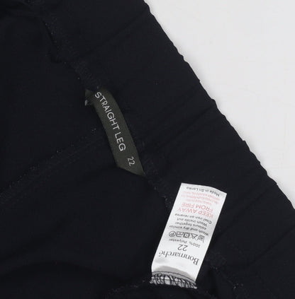 Bonmarche Women's Size 22 Black Straight Leg Trousers