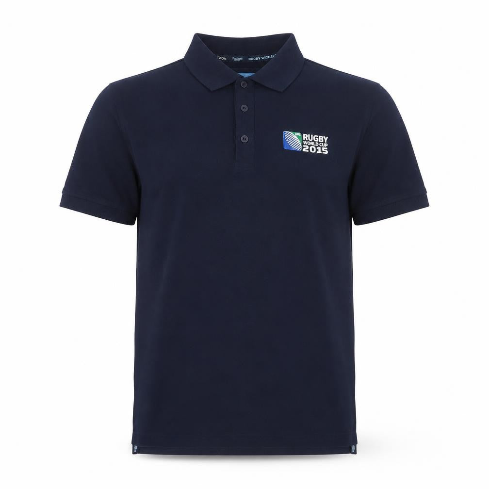Front view of Canterbury unisex blue rugby polo shirt s