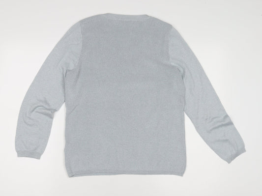 Womens UK Size 12 Marks and Spencer Silver Pullover Jumper