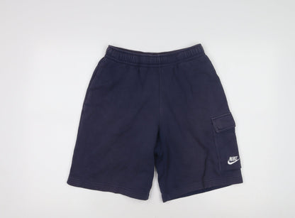 Nike Men's Blue Sweat Shorts, XS, Elastic Waist, Pockets
