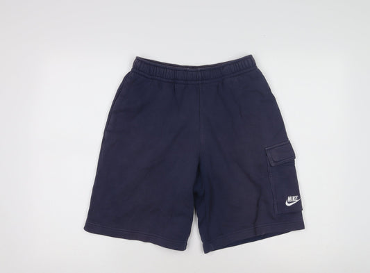 Nike Men's Blue Sweat Shorts, XS, Elastic Waist, Pockets
