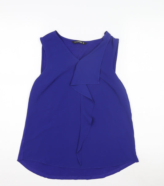 Dunnes Women's Blue Sleeveless V-Neck Blouse
