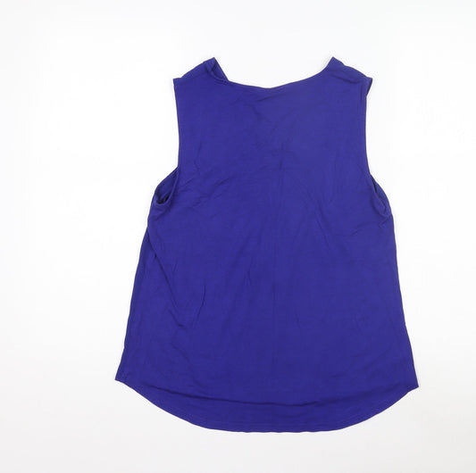 Dunnes Women's Blue Sleeveless V-Neck Blouse