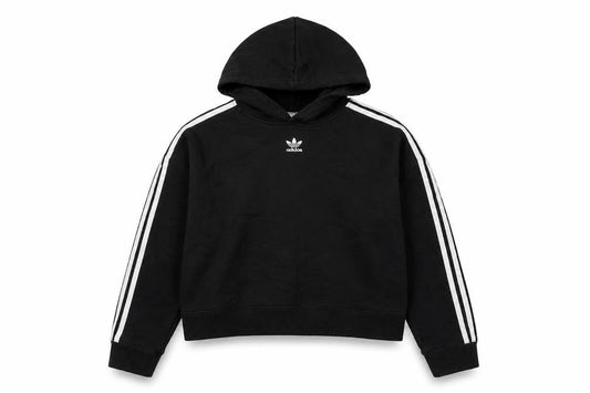 Front view of Adidas Kids Black Pullover Hoodie L unisex sports style