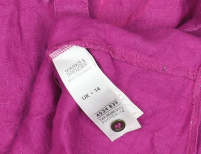 Womens UK Size 14 Marks and Spencer Pink  Button-Up