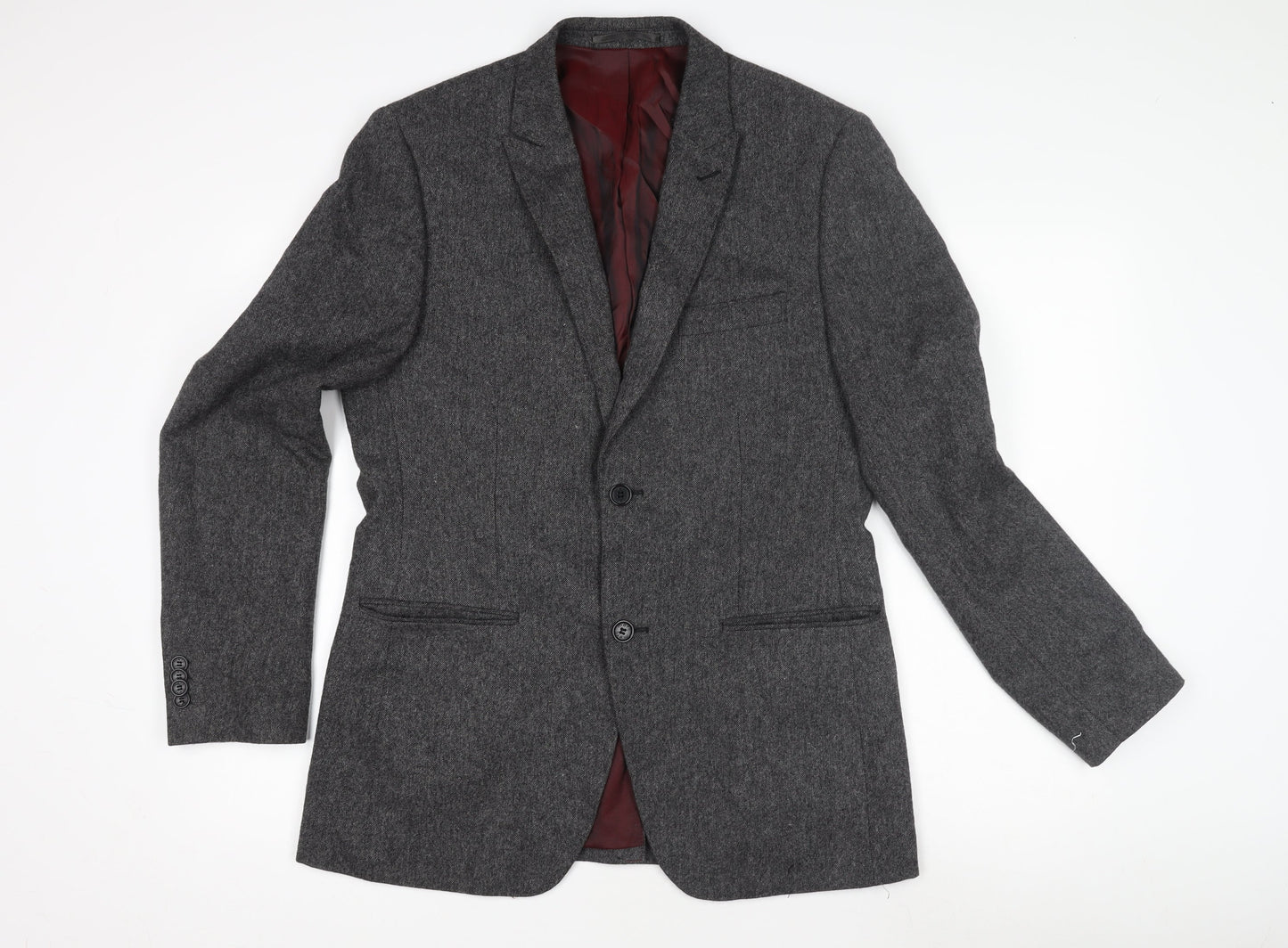 Merc London Grey Wool Men's Blazer Jacket 38