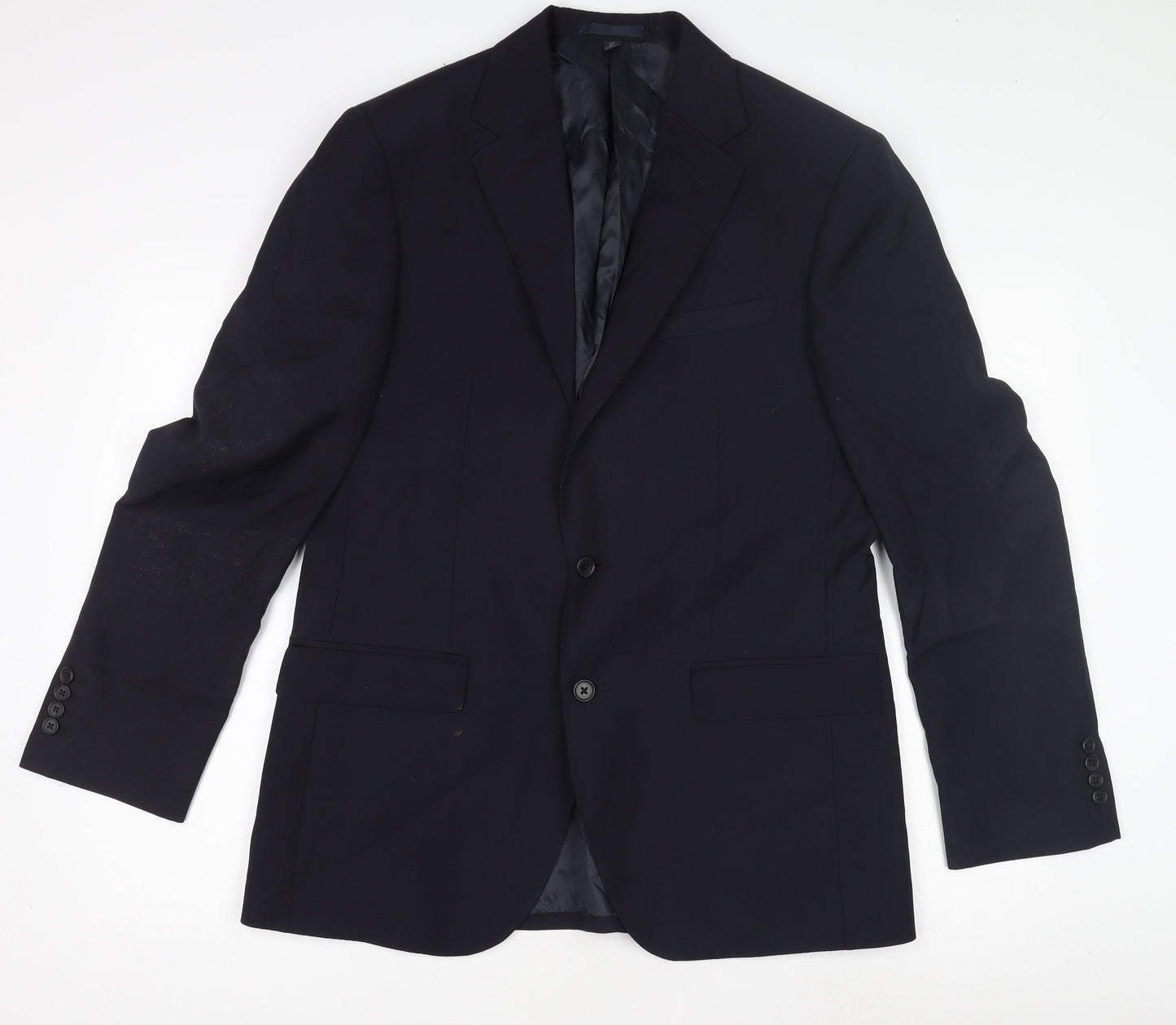 Marks and Spencer Men's Blue Wool Blazer, L, Formal