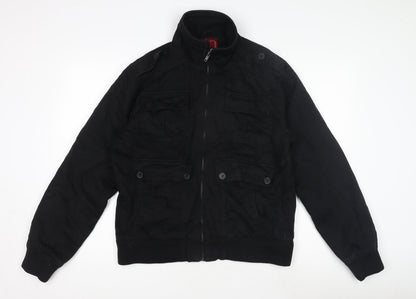 Mens UK Size L Topman Black Military Jacket