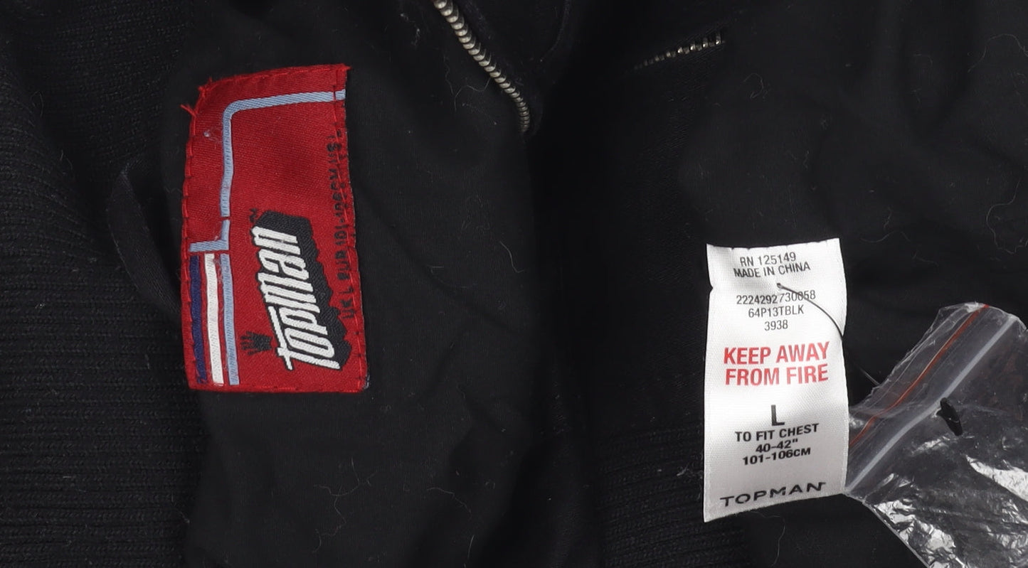 Mens UK Size L Topman Black Military Jacket