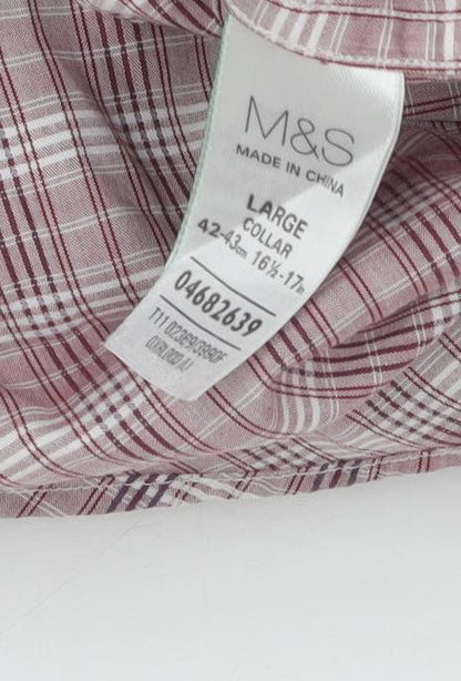 Marks and Spencer Men's Red Check Shirt L
