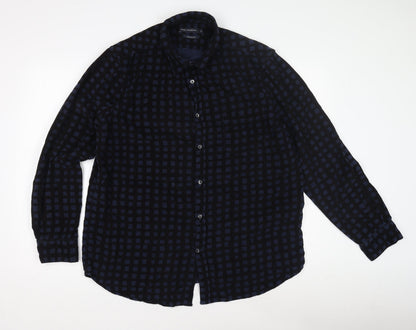 French Connection Men's Blue XL Corduroy Check Shirt