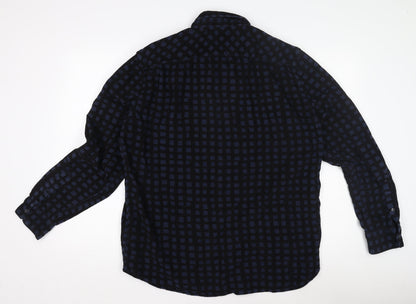 French Connection Men's Blue XL Corduroy Check Shirt