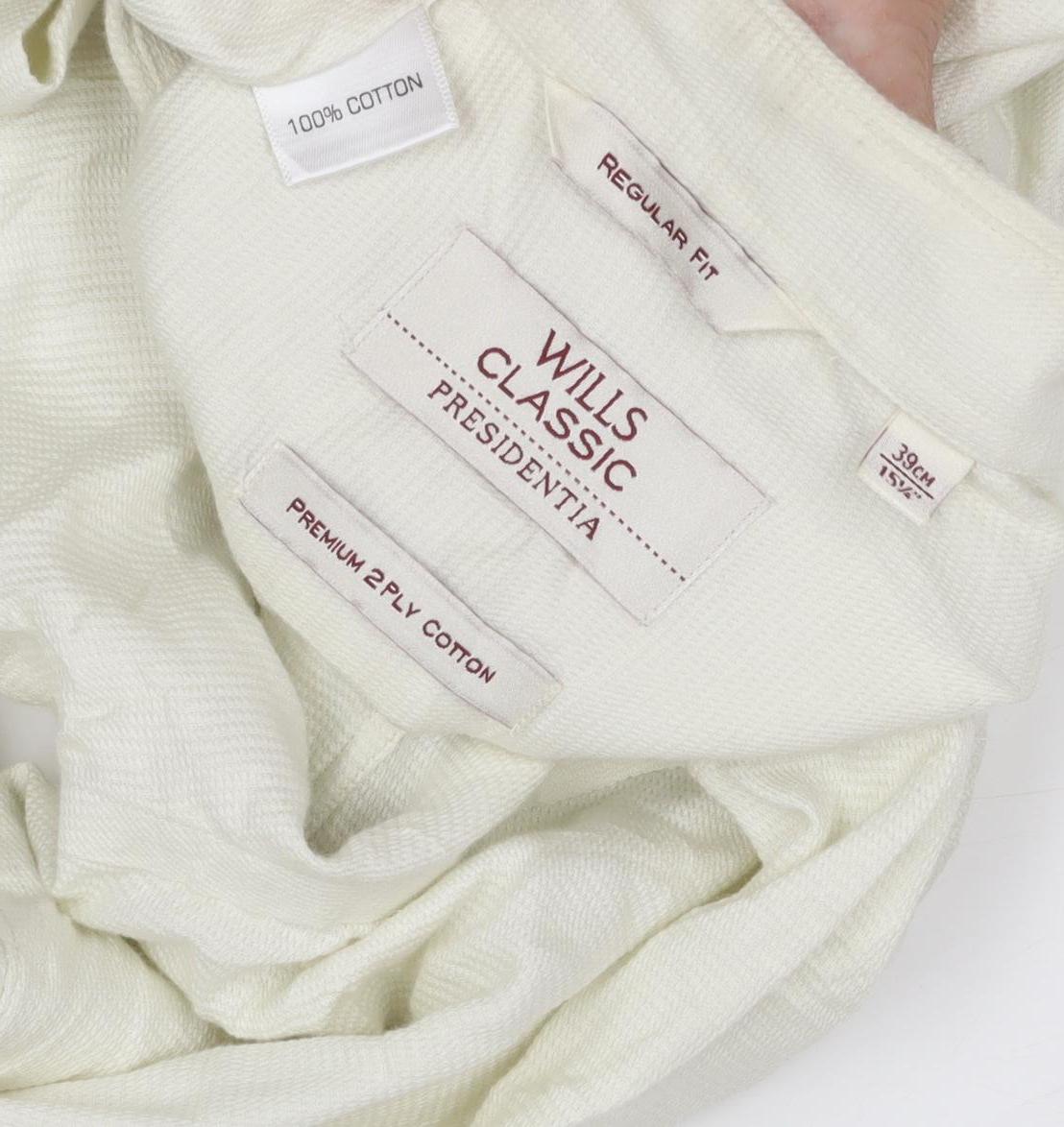 Wills Classic Mens Ivory Dress Shirt Regular Fit 15.5