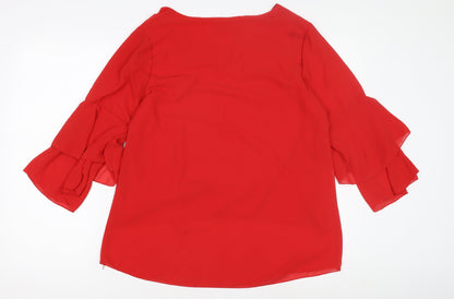QUIZ Women's Red Flared Sleeve Top