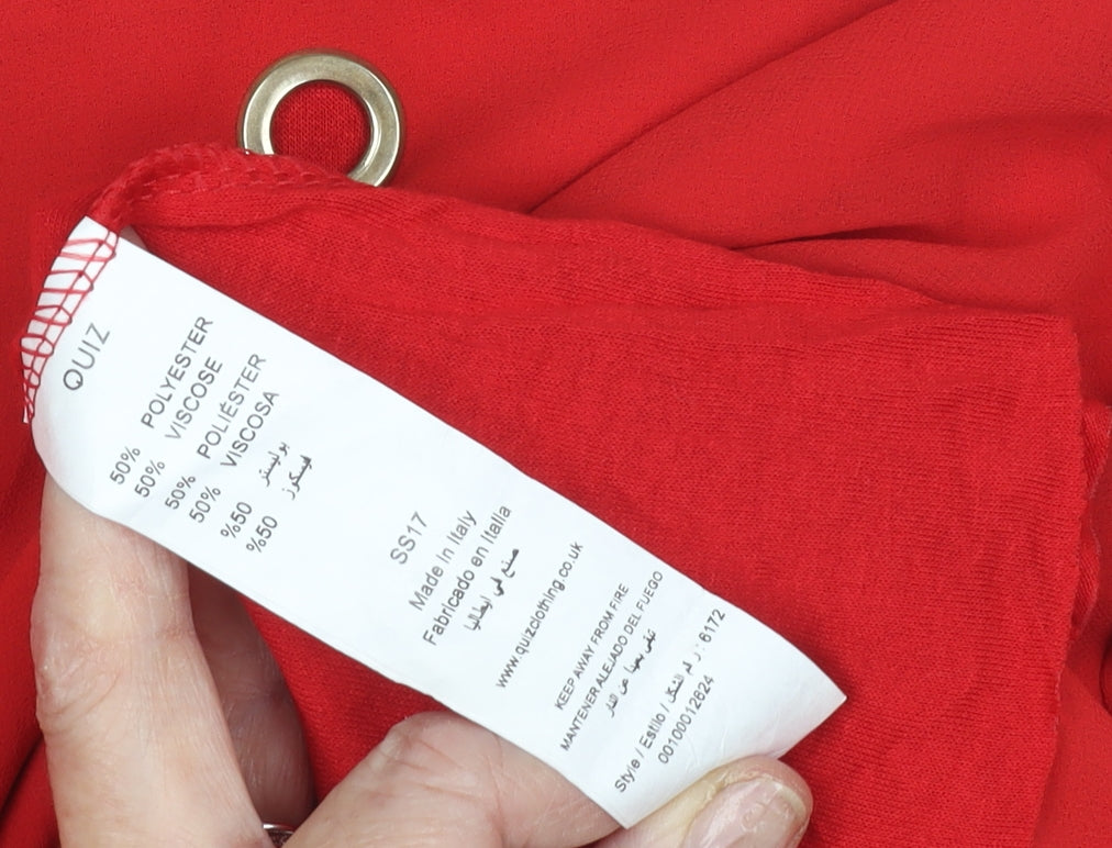 QUIZ Women's Red Flared Sleeve Top