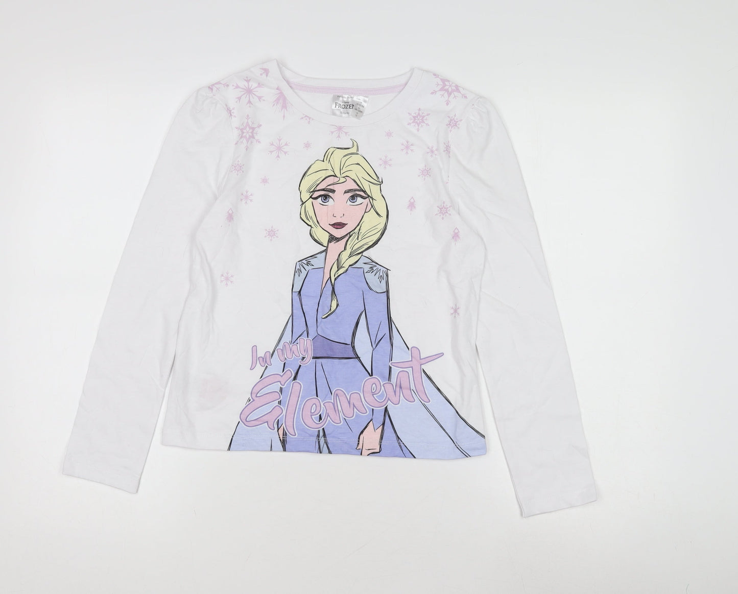 Disney Frozen Elsa Girls White T-Shirt 11-12 Years Long Sleeve