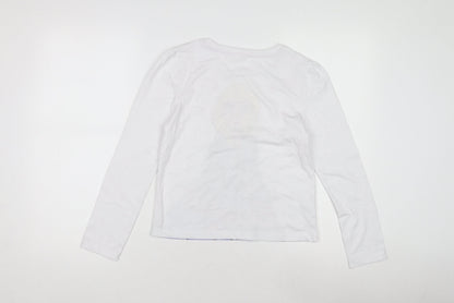 Disney Frozen Elsa Girls White T-Shirt 11-12 Years Long Sleeve