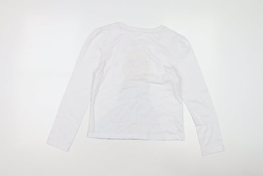 Disney Frozen Elsa Girls White T-Shirt 11-12 Years Long Sleeve