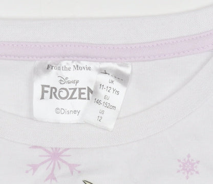 Disney Frozen Elsa Girls White T-Shirt 11-12 Years Long Sleeve