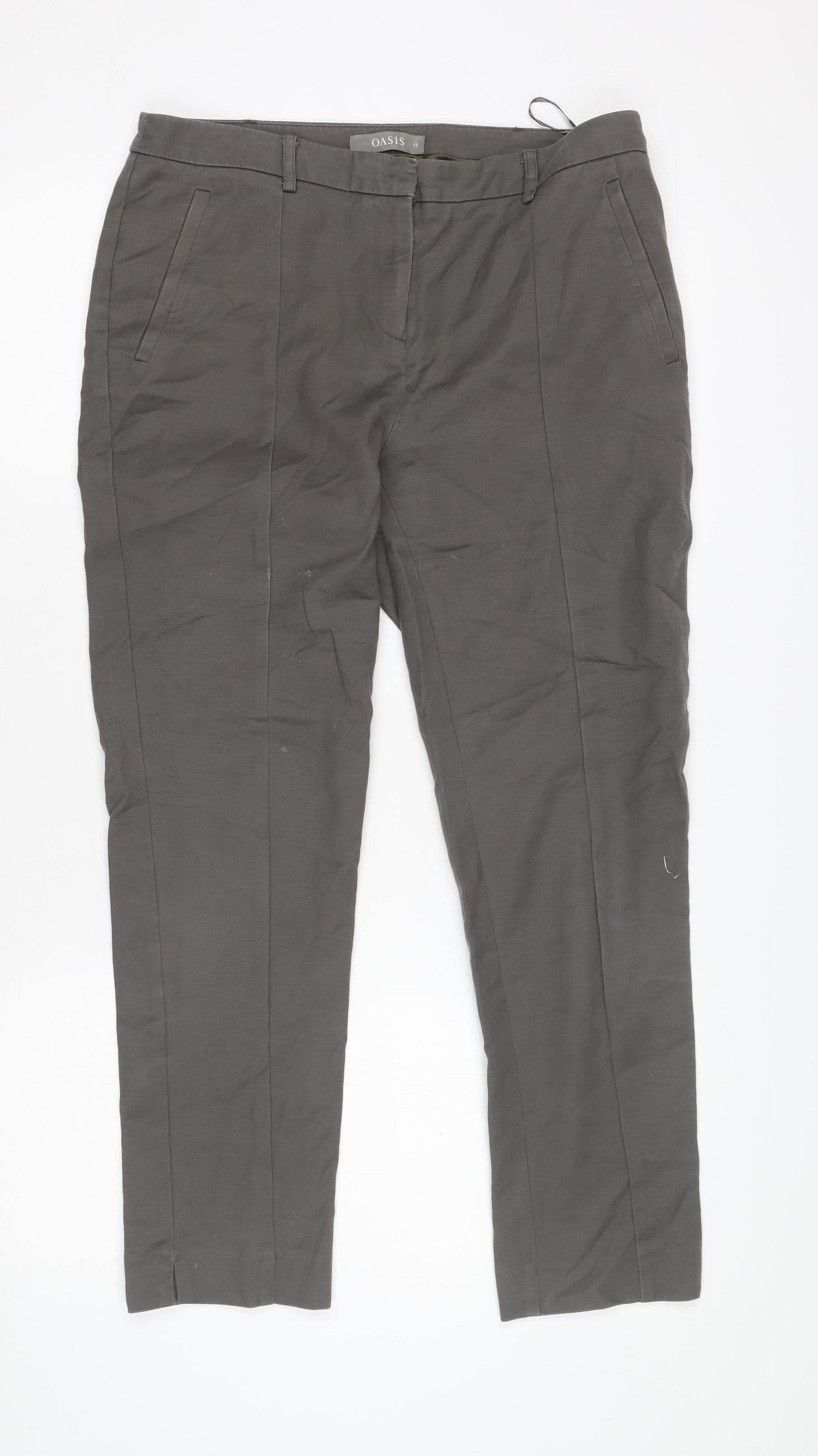 Womens UK Size 12 Oasis Regular Fit Business Casual Grey Trousers