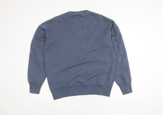 Uniqlo Men's Blue Pullover Sweatshirt M Knit Cotton Blend