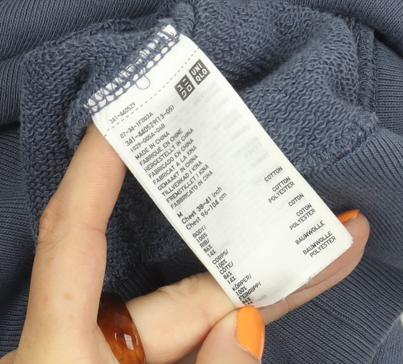 Uniqlo Men's Blue Pullover Sweatshirt M Knit Cotton Blend