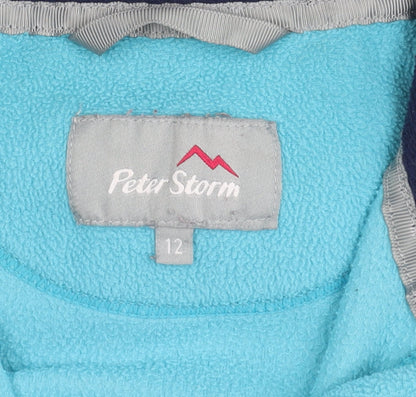 Peter Storm Girls Blue Fleece Pullover Hooded Sweatshirt, Size 12