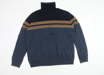 Marks and Spencer Men's 2XL Blue Striped Jumper