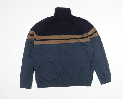 Marks and Spencer Men's 2XL Blue Striped Jumper