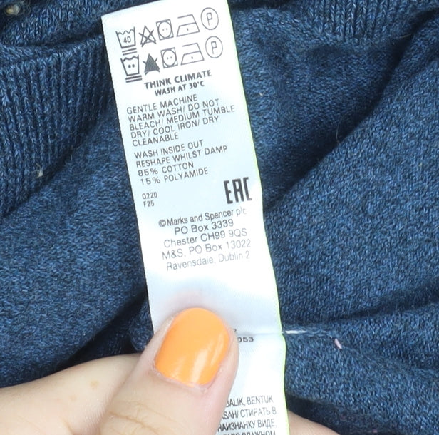 Marks and Spencer Men's 2XL Blue Striped Jumper