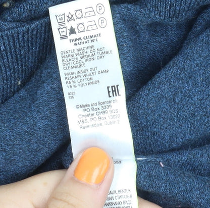 Marks and Spencer Men's 2XL Blue Striped Jumper