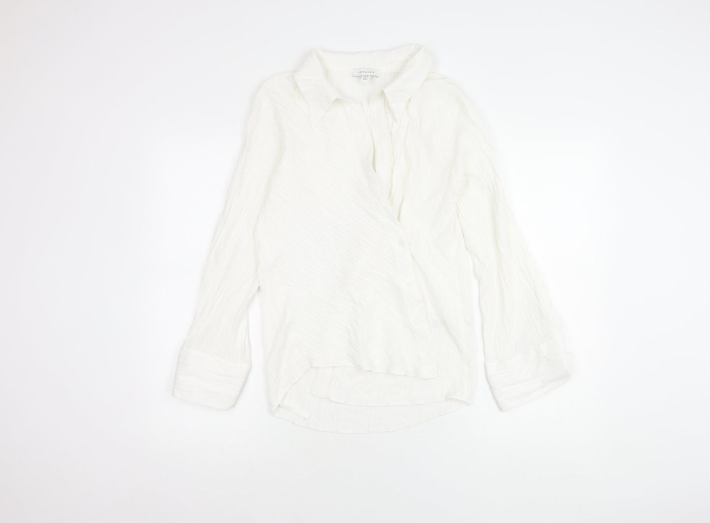 Womens UK Size 8 Topshop White Wrap Button-Up