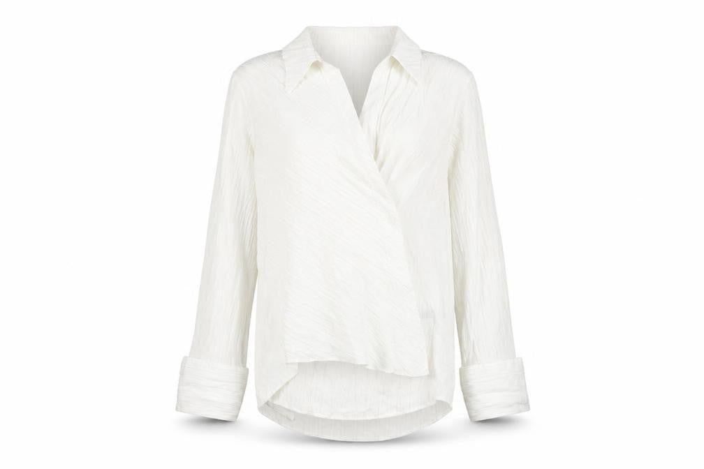Womens UK Size 8 Topshop White Wrap Button-Up