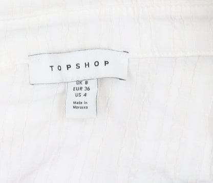 Womens UK Size 8 Topshop White Wrap Button-Up