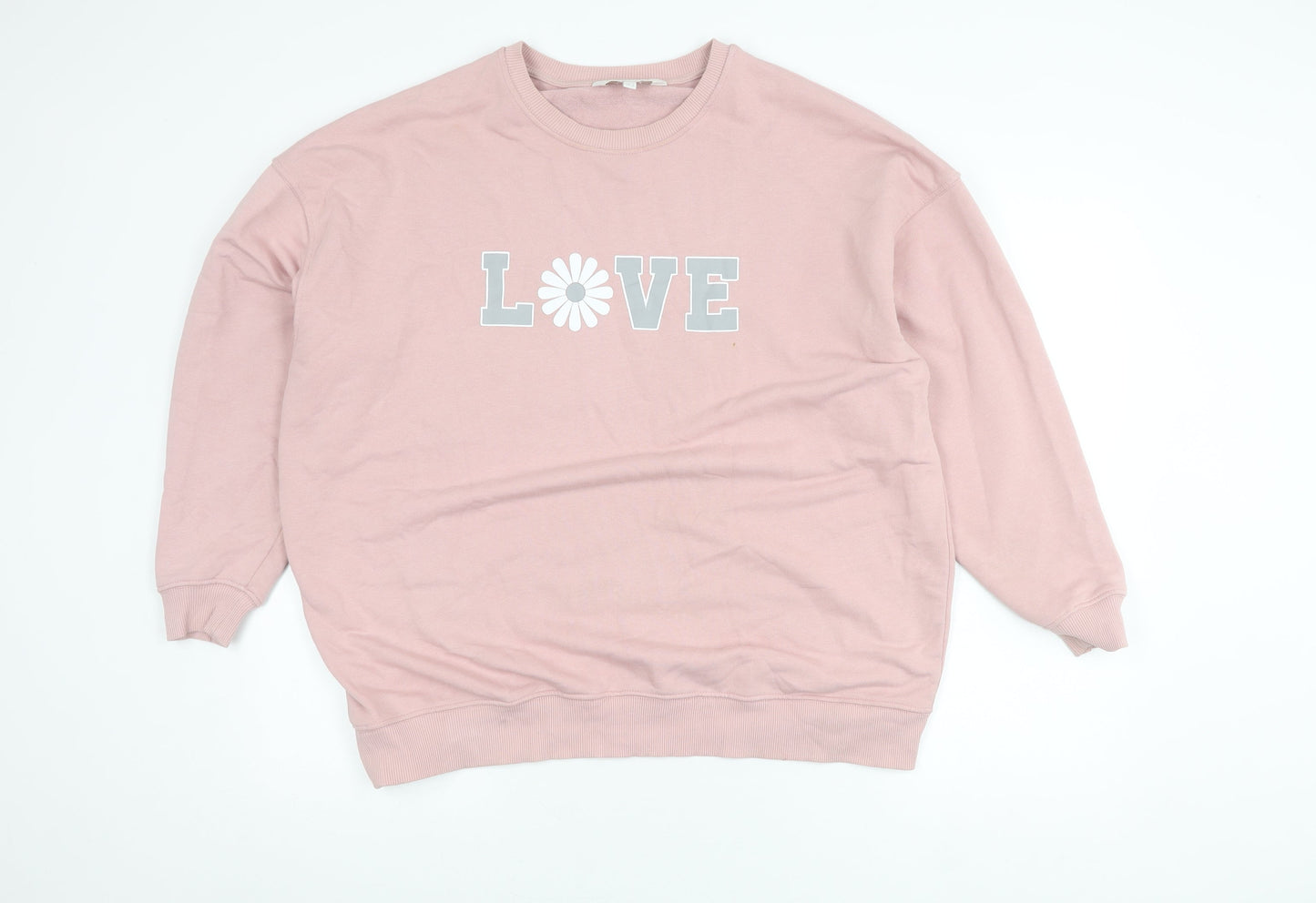 Apricot Pink Pullover Sweatshirt, Women’s L, Graphic Print