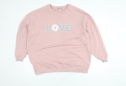 Apricot Pink Pullover Sweatshirt, Women’s L, Graphic Print
