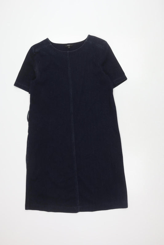 Next Women Blue Dress UK 8 Short Sleeve Denim