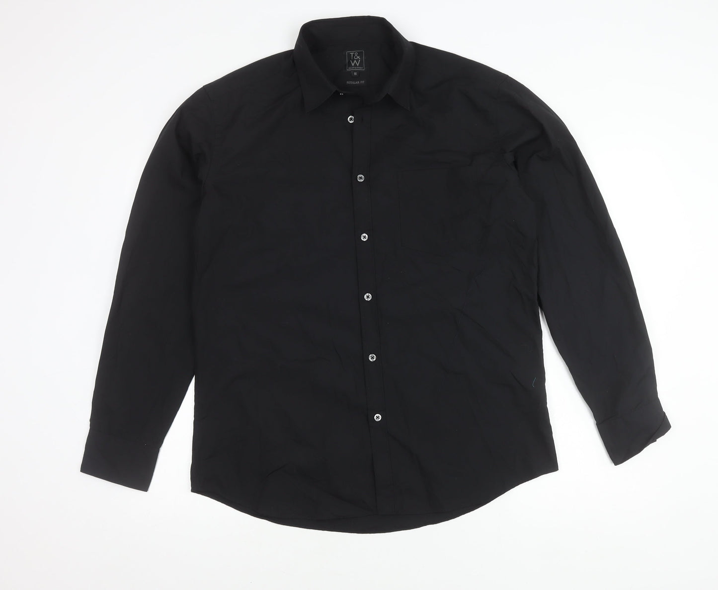 Taylor & Wright Men's Black Regular Fit Shirt, Size 16