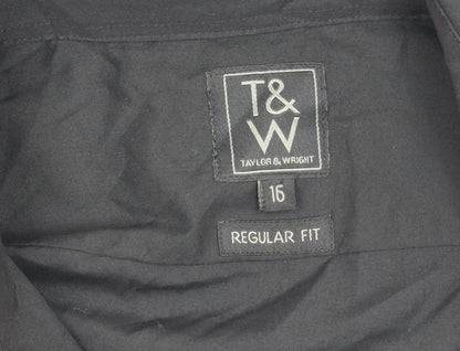 Taylor & Wright Men's Black Regular Fit Shirt, Size 16